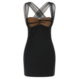 Nensi Dojaka Black Viscose Short Women's Dress